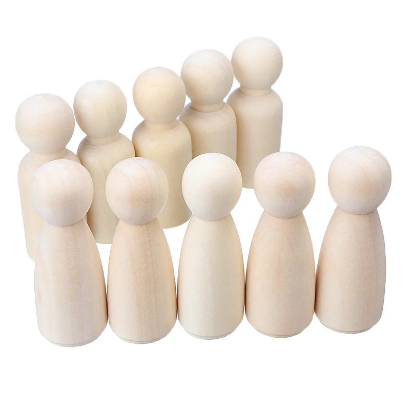10 шт. 65 мм деревянные колышки для кукол Неокрашенные Фигурки мальчиков и девочек