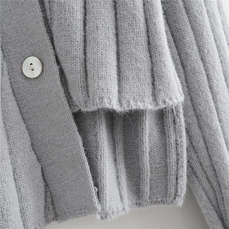 

BLSQR Sexy Knitted Cardigans Sweater Women O-Neck Long Sleeve Buttons Female Sweater Ladies Irregular Short Pullover Jumpers