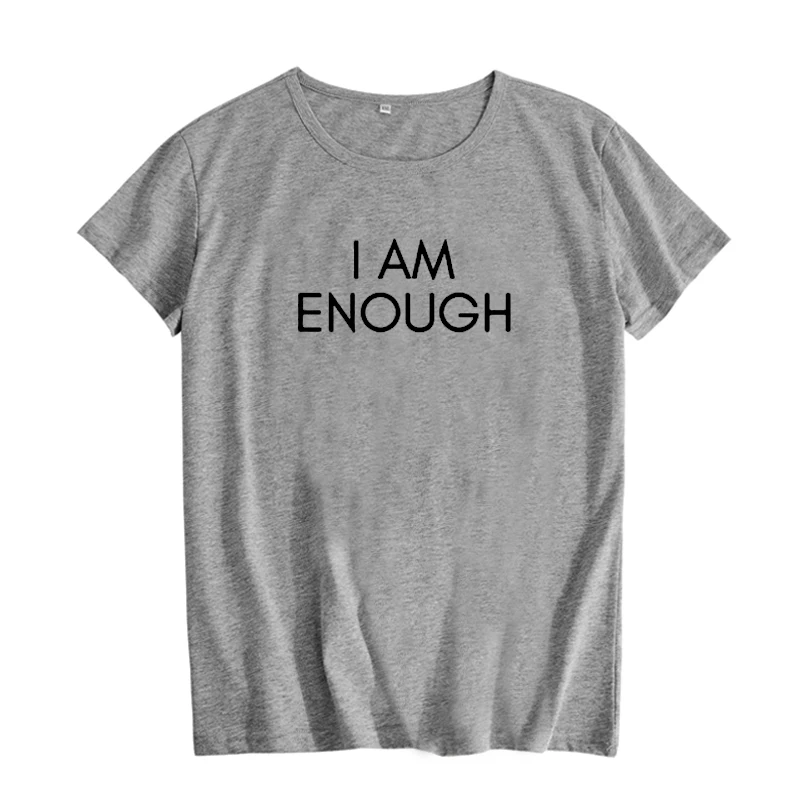 Я достаточно! Женская футболка с надписью Feminism забавная женская в стиле