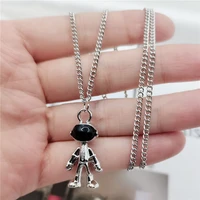 street hip hop style stainless steel personality astronaut moon pendant necklace