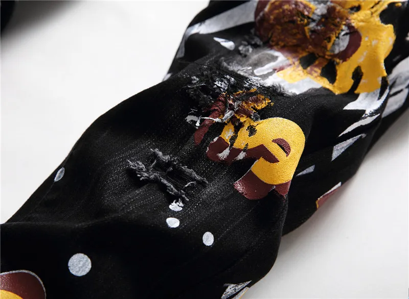 Джинсы производители Money с принтом иконы мужские черные золотые четыре сезона 2021