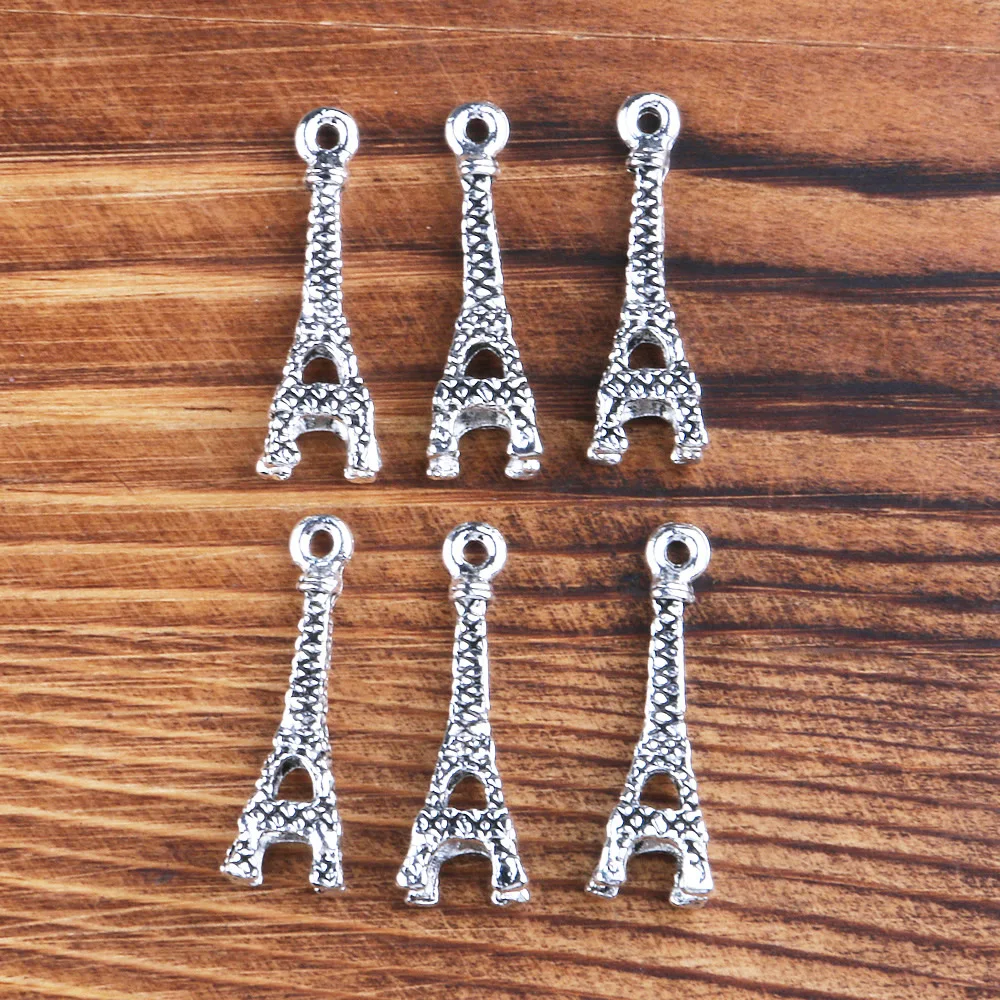 

Tibetan Silver Color 10PCS Zinc Alloy Eiffel Tower Shape Metal Pendant Charms for Jewelry Making Handmade DIY Accessories