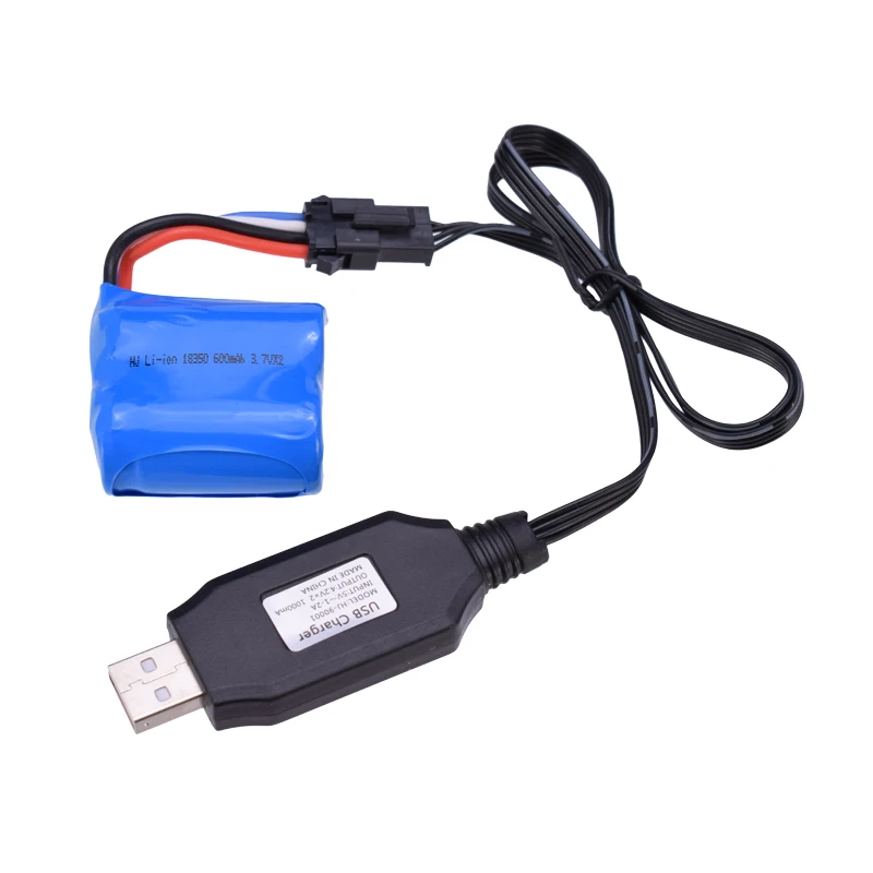 

2pcs 3.7V 600Mah Li-ion Battery with 4P plug/USB Charger for UDI001 2.4G RC High Speed Racing Boat