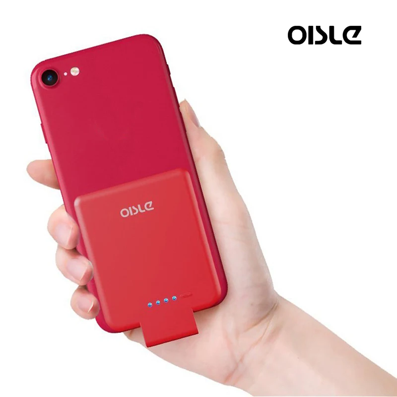 Red 2800 мАч милый вставленный внешний аккумулятор с беспроводной приемник QI для iPhone 6 7 8/S X XR мини Встроенный чехол для зарядного устройства - Цвет: Red