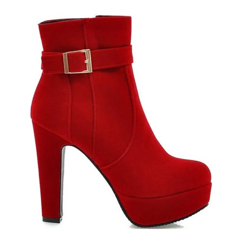 Сезон осень зима Пикантная обувь на высоком каблуке Полусапожки Модная женская