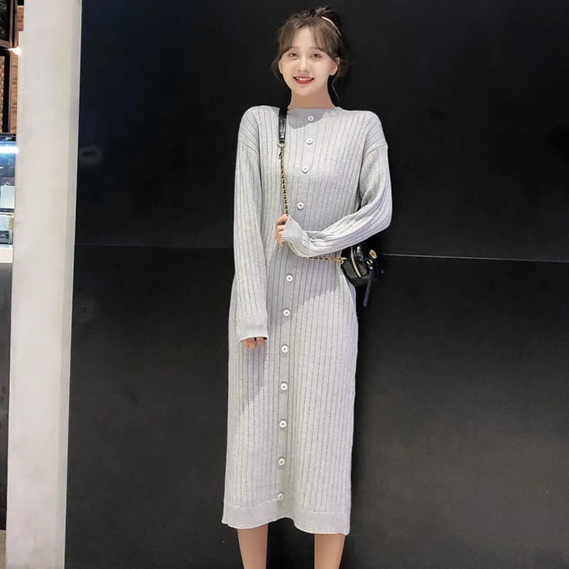 Женское трикотажное платье-свитер BGTEEVER прямое длинное платье в полоску с круглым