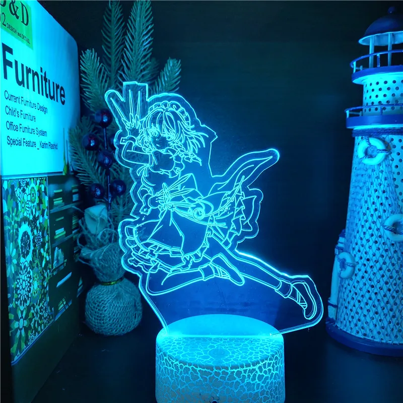 Аниме 3d лампа Touhou Project Sakuya Izayoi светодиодный ночсветильник для девочек и детей