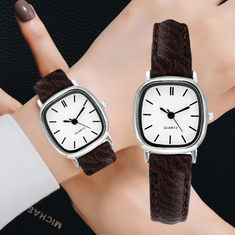 

Watch Women Fashion Casual Leather Belt Watches Simple Ladies' Square Small Dial Quartz Clock Dress Women's Watches Reloj Mujer