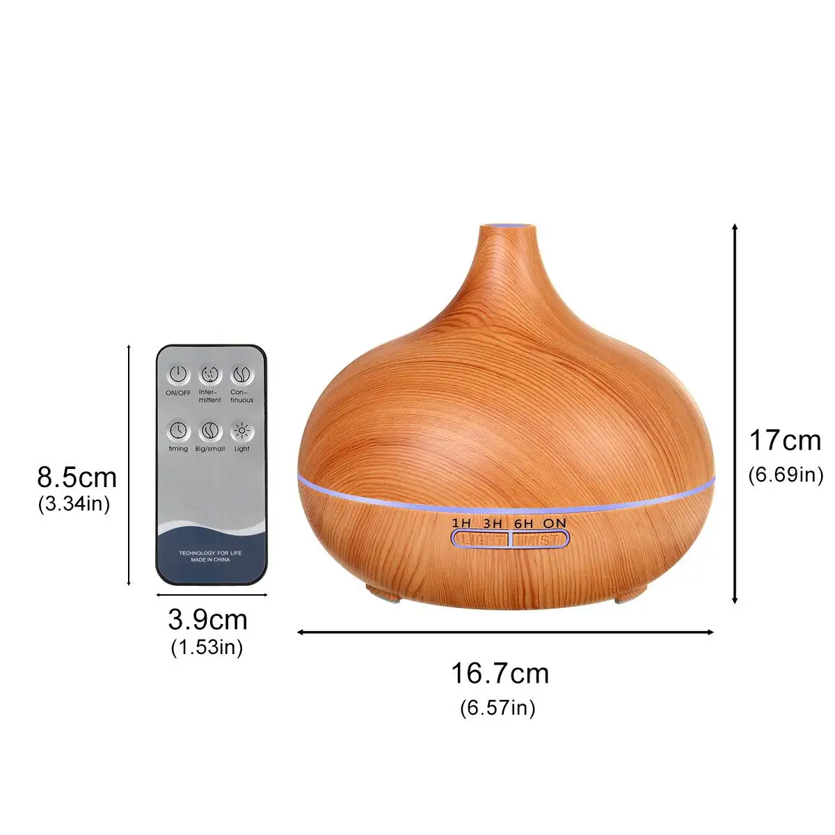 

550ml Remote Control USB Oil Diffuser Wood Electric Humidifier Ultrasonic Air Humidifier Aromatherapy Mist Maker For Home