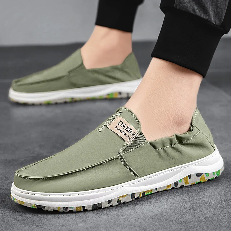 

Men's Designer Vulcanized Canvas Shoes Slip-on Canvas Shoes Trendy Ice Silk Cloth Cover One-step Men's Shoes 2021