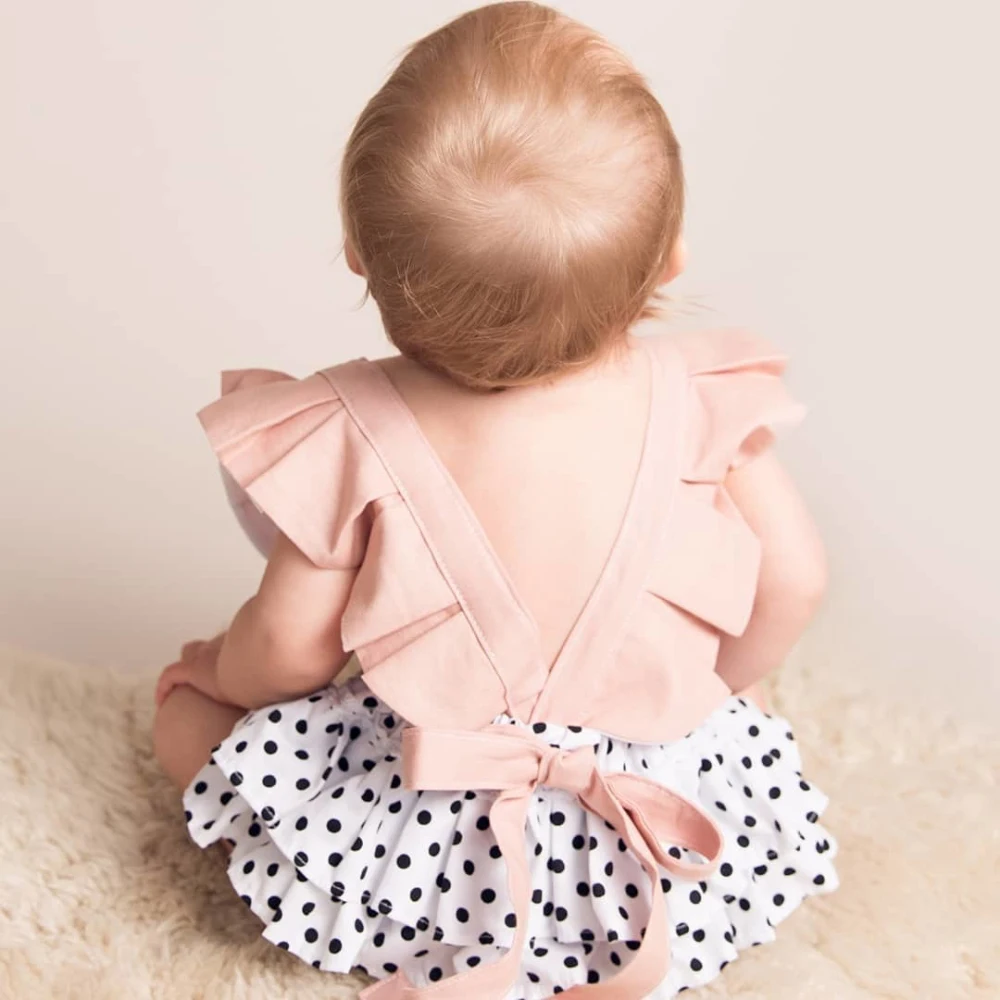 Ropa para beb&eacute; reci&eacute;n nacido, Pelele de empalme de encaje, mono sin espalda, traje de sol, ropa para beb&eacute;-3