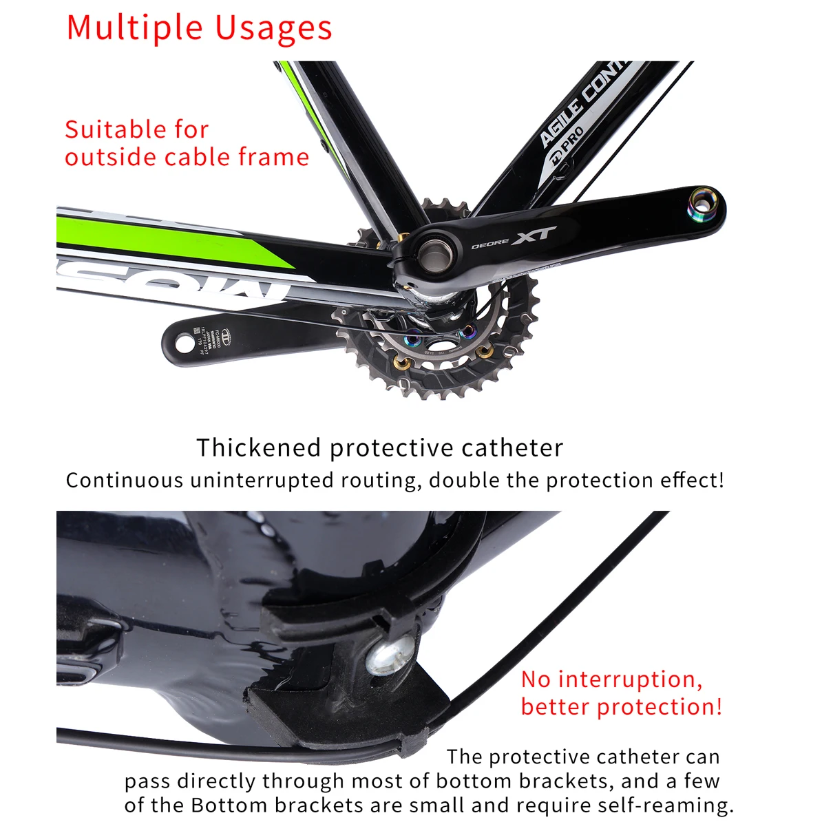 RISK Bike Bicycle 3M Slick Lube Liner Catheter Oil Injection Housing Cable For Road MTB Derailleur Shift Brake Inner Cable Line