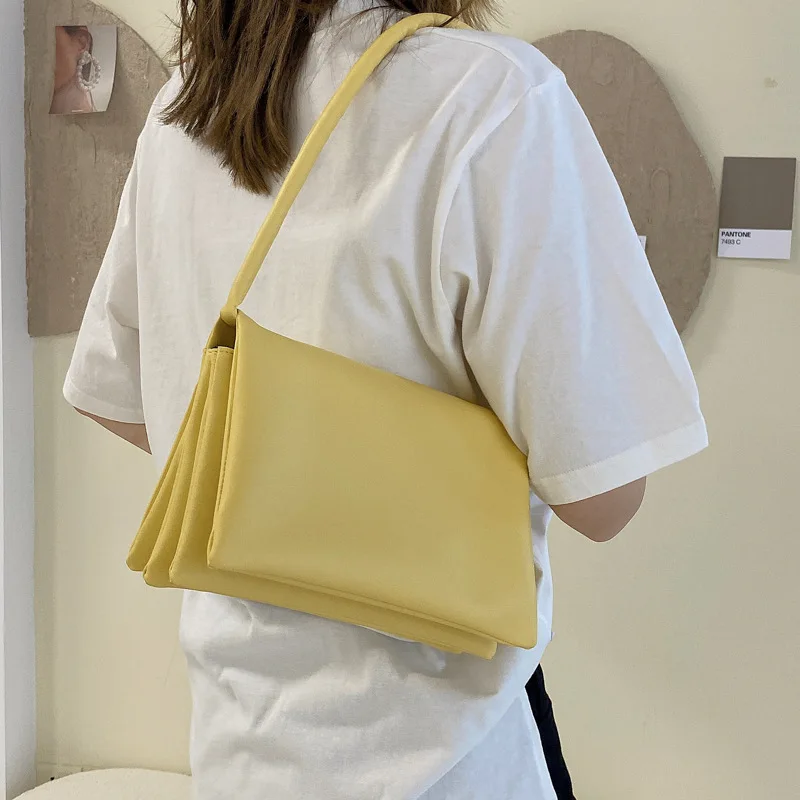 

Fashion Underarm Bag Women Retro Handbag PU Leather Shoulder Totes Underarm Vintage Top Handle Bag Female Small Bags Clutch