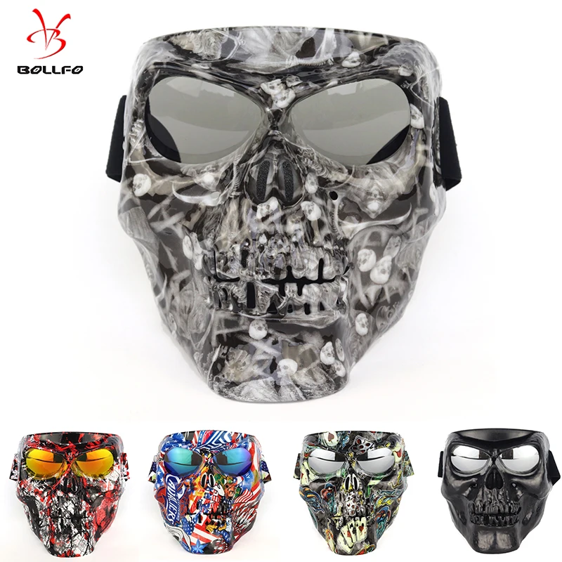 

Cosplay Skull Motorcycle Glasses Detachable Modular Goggle Vintage Moto Goggles Mouth Filter Motocross Glasses Moto Helmet Glass