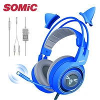 somic g951s pink g952s blue cat headphones over ear gaming headset for ps4 pc laptop phone earphone with mic noise cancelling