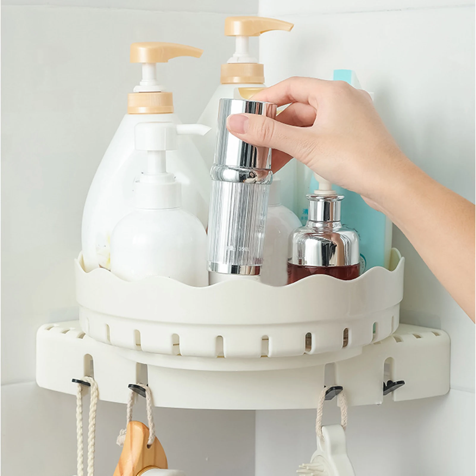 

Bathroom rotating Storage Rack Kitchen spice bottle organizing storage rack Perforation-free wall-mounted toilet vanity shelf