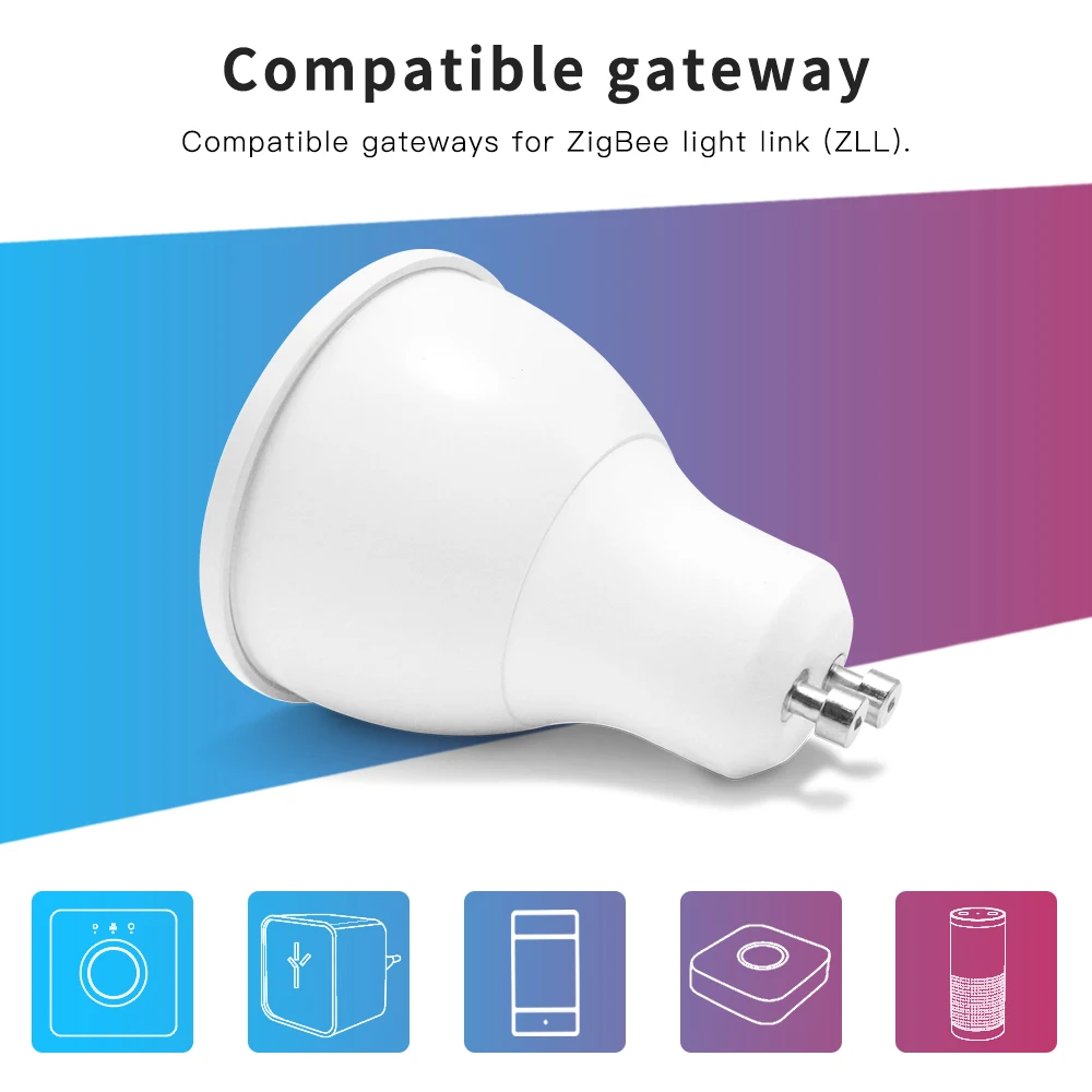 Zigbee AC100 240V двойной белый RGBCCT 5 Вт GU10 светодиодный Spolight работать с Smartthings Tuya Conbee Alexa