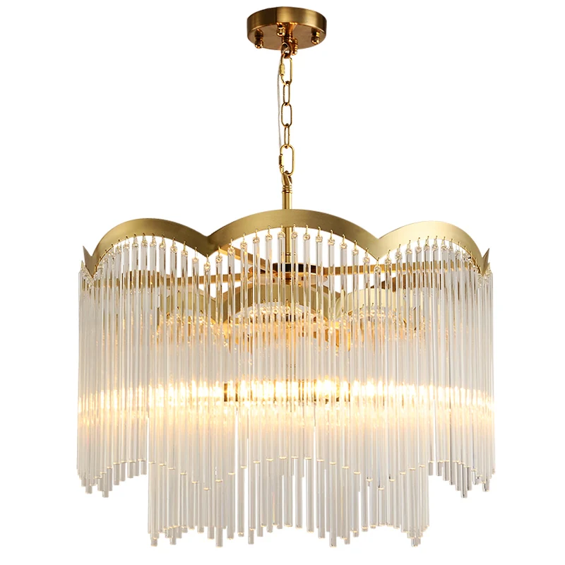 

Современная светодиодная хрустальная люстра, нордическая медная люстра для гостиной, простая лампа для столовой, лампа для украшения роско...