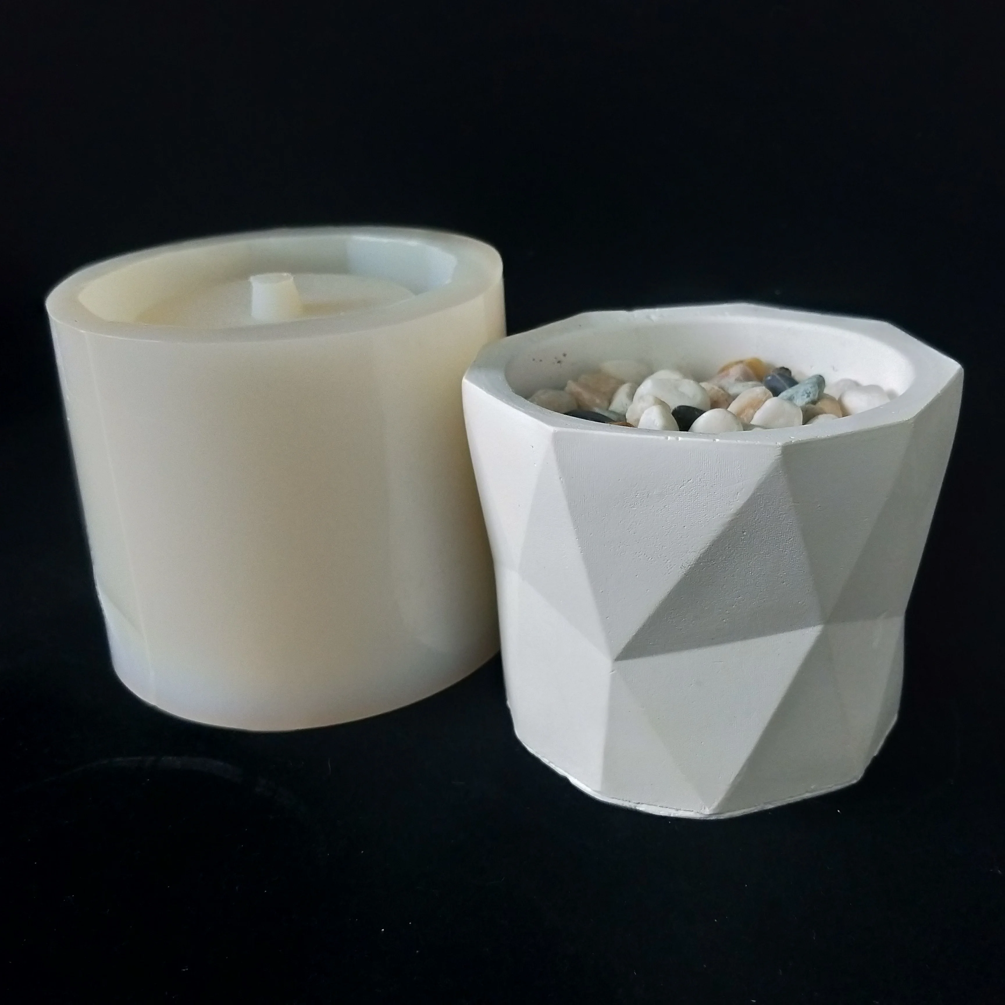 

PRZY HP0132 Silicone Mold Geometric Cement Concrete Flower Pot Silicone Mould Resin Mould Silicone Rubber with Hole Mould