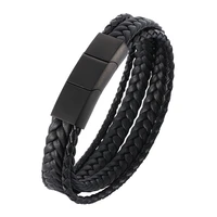 new hand woven multi layer mens leather bracelet stainless steel creative national style simple delicate accessories top grade