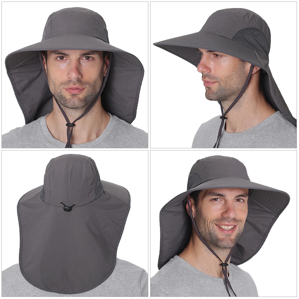 

Fishing Sun Hat UV Protection Neck Cover Sun Protect Cap Wide Brim Neck Flap Fishing Cap for Travel Camping Hiking Boating