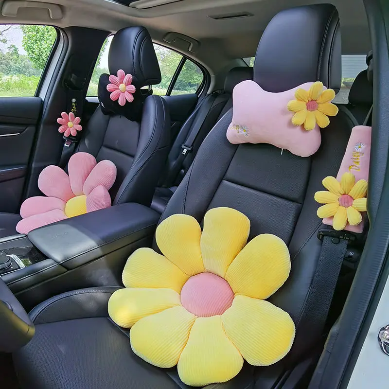 

Daisy Car Cushion Pillow Chrysanthemum Car Pillow Bunny Shoulder Pad Fresh and Elegant Flowers Cute Car Waist Pillow