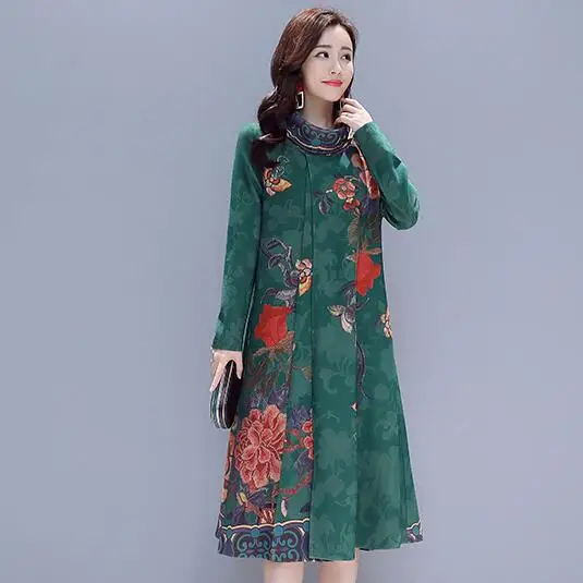 2019 новое осенне зимнее женское платье больших размеров плотное с длинными