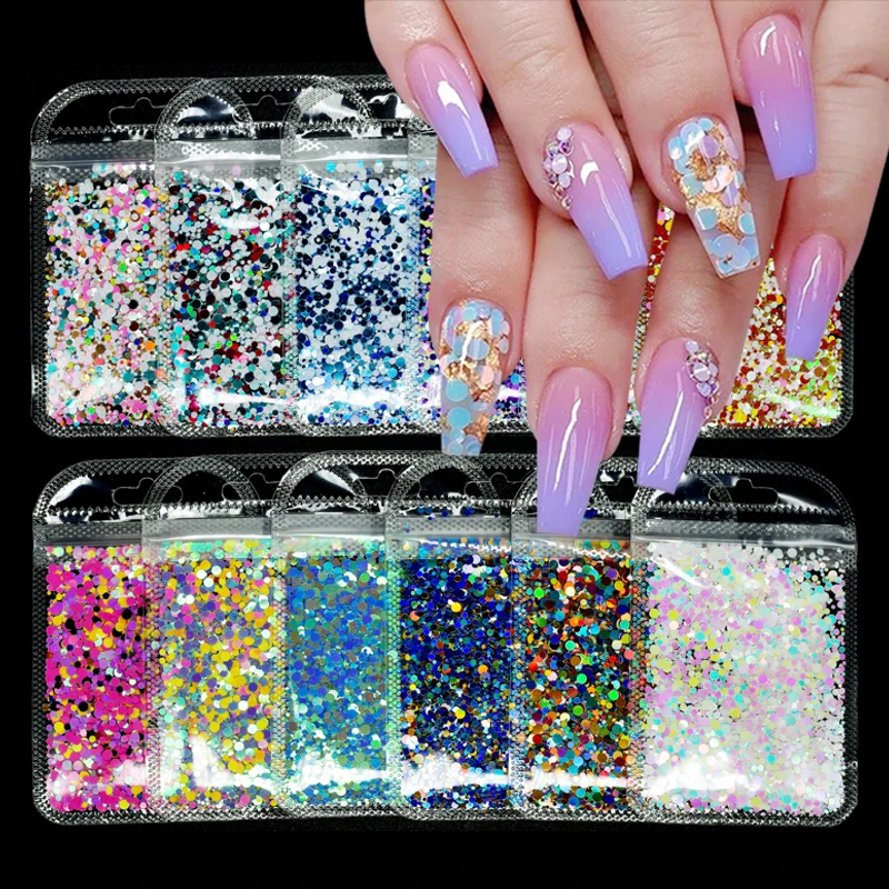 

Nail Glitter Powder Sequins Round Butterfly Heart 3D Flakes Holographic Powder For Nail Polish Manicure Decoration Nail Art