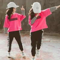3-10 Age girl clothes spring autumn two-piece letter printed sweater jacket  sports pants fashion Korean quality child clothing