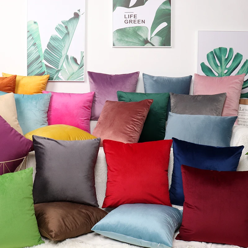 

24 Colors Velvet Throw Pillow Case Soft Comfortable Velvet Cushion Covers for Home Sofa Chair Decorative Pillowcases