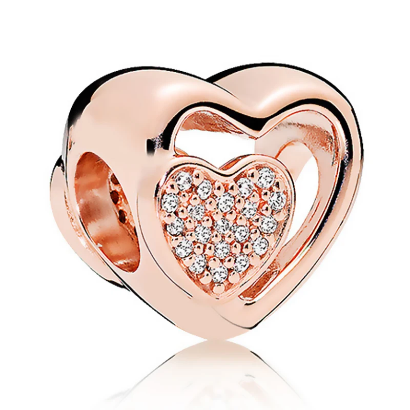 rose heart Nan Sister Grand Daughter Лучший Друг Микки Сердце Бусины Подходит Pandora браслет и браслет DIY для женщин Изготовление ювелирных изделий - Цвет: rose heart