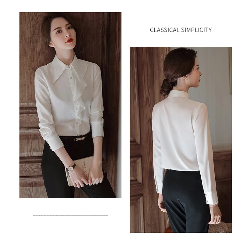 

Spring Autumn Women Blouse Patchwork Chiffon Chiffon Long Sleeve New Profession Elegant Female Office Lady Fashionable Tops