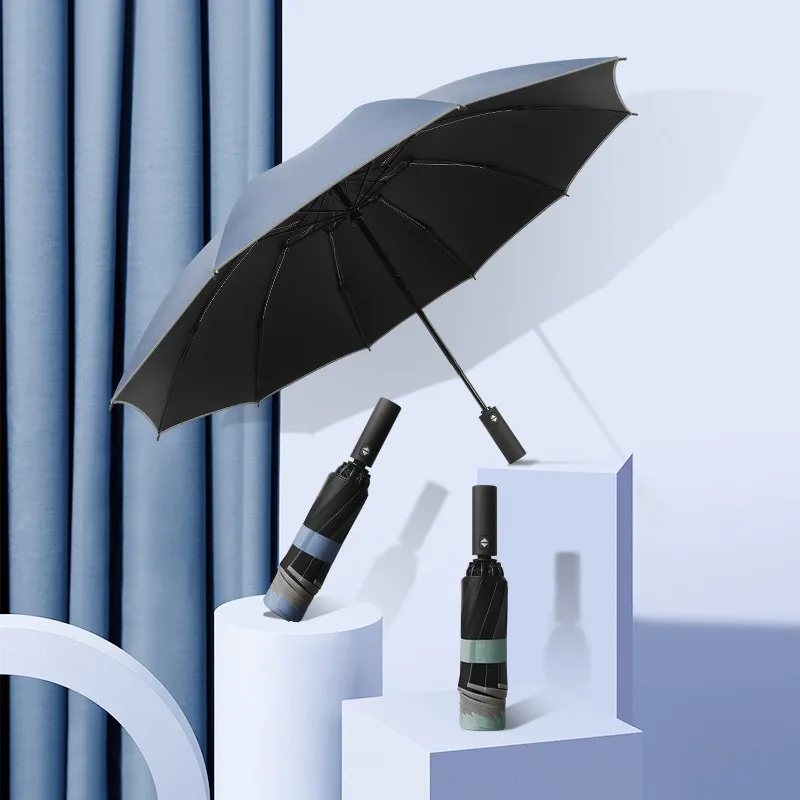 

Зонты Автоматические Складные для мужчин и женщин, зонты от дождя в деловом стиле, с защитой от ветра и перевернутым козырьком от солнца, 10 р...
