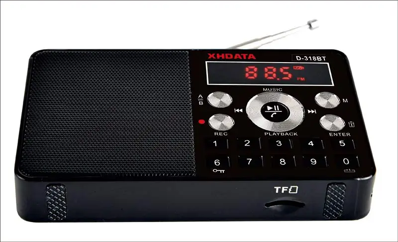 XHDATA D-318 BT FM стерео радио пластик Мини Черный Многофункциональный портативный радио Поддержка беспроводной телефонные звонки A-B Bluetooth радио