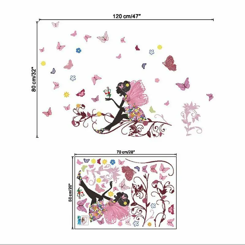 Removable Wall Sticker Bedroom Decor Girls Flower Fairy Princess Butterfly | Дом и сад