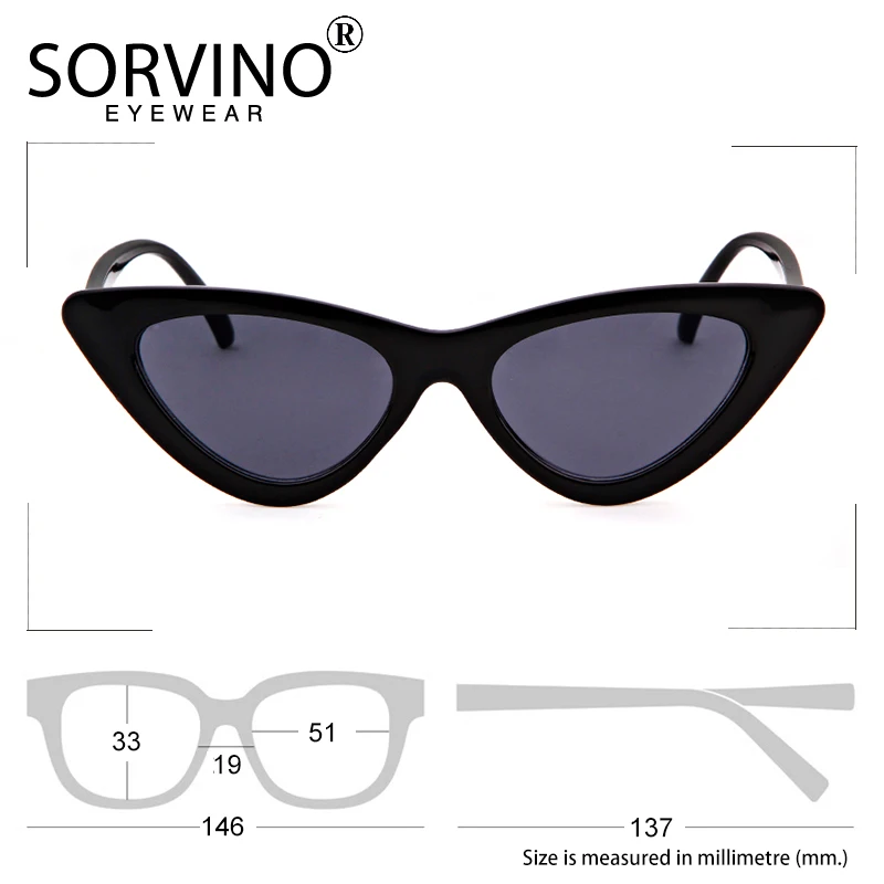 SORVINO 2021 солнцезащитные очки в черной оправе с треугольным кошачьим глазом