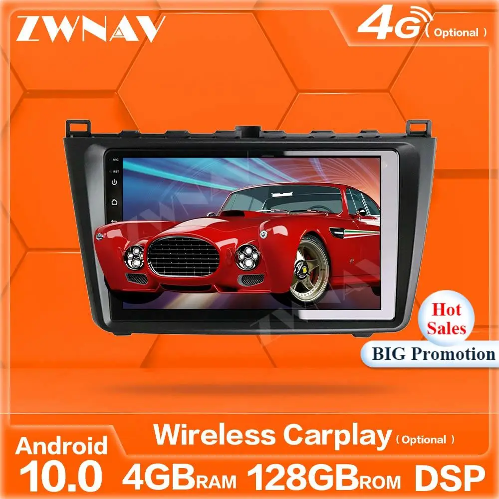 

128 ГБ беспроводной Carplay Android 10 экран плеер для Mazda 6 2008 2009 2010 2011 2012 Автомобильный GPS аудио Радио стерео головное устройство