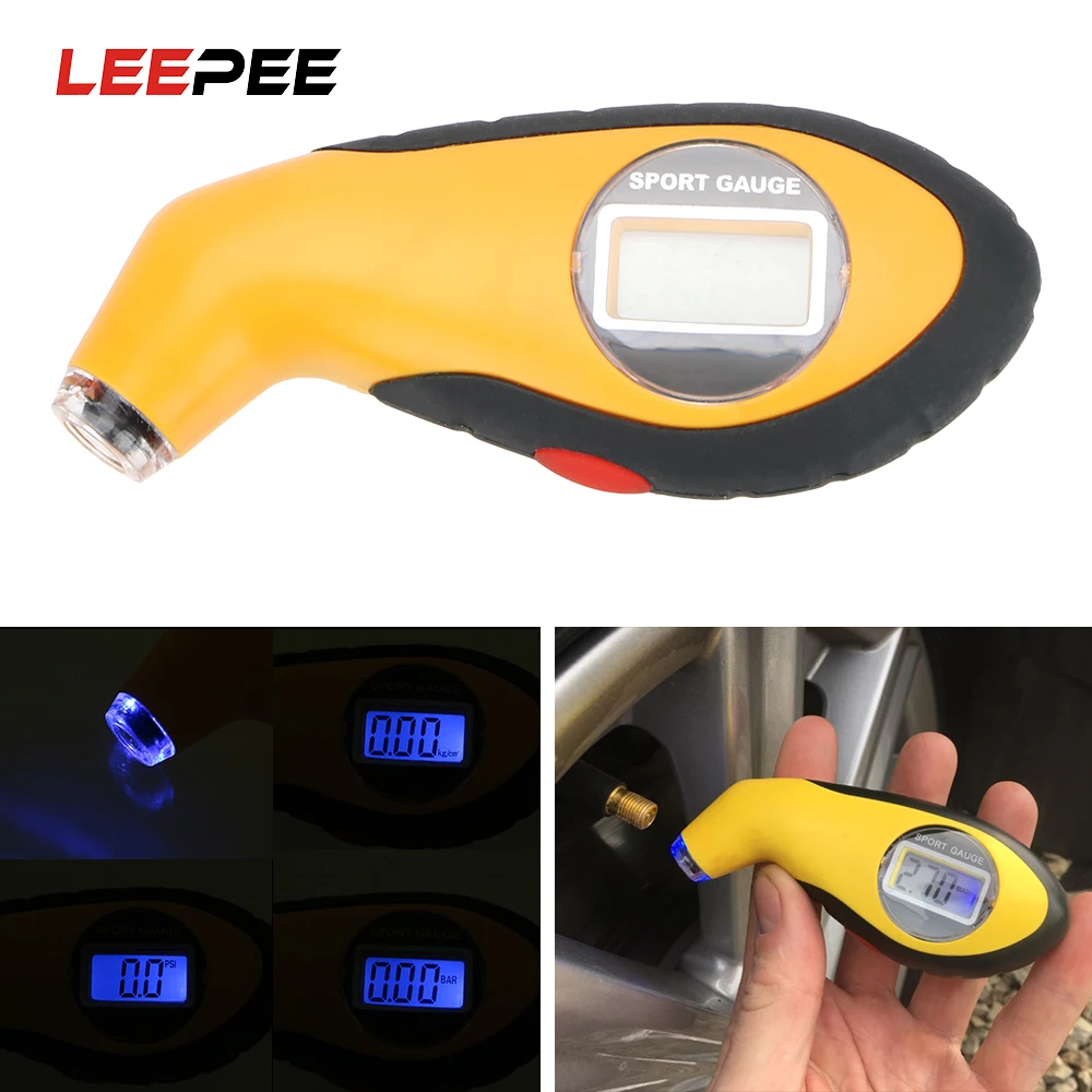 

LEEPEE Electronic Tyre Air Pressure Gauge Meter Digital LCD Car Tire Manometer Barometers Tester Tool For Auto Car Motorcycle
