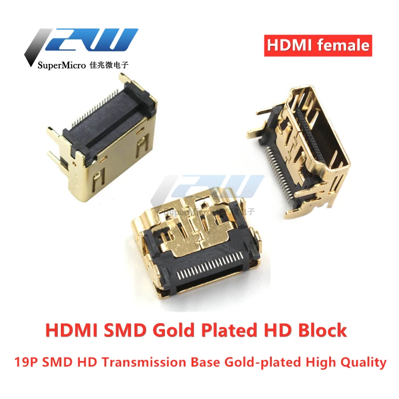 5/10 шт. 19PIN 19 P HDMI гнездовой разъем Прямоугольный тип SMT SMD 90 градусов позолоченный интерфейс HD 19-контактный интерфейс ноутбука