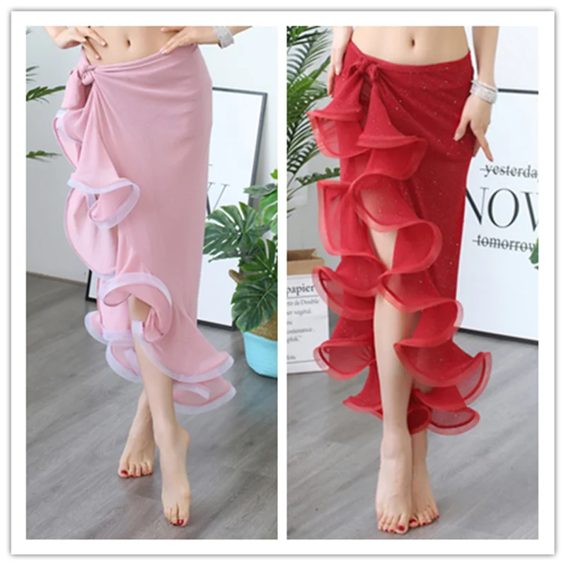 Топ + юбка с разрезом 2 шт. Набор для танца живота девочек сексуальный костюм