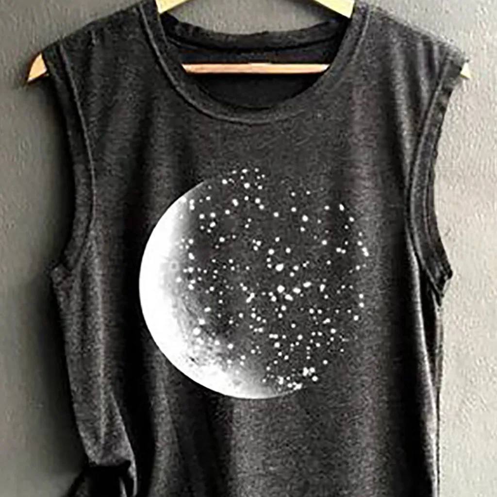 Майка женская без рукавов с принтом в виде Луны | Женская одежда