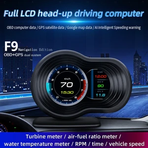 OBD+GPS HD Car Head up Display with GPS Navigation Bluetooth Windshield Speed Projector Security Alarm