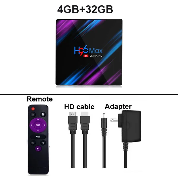 4G 32G H96 MAX Smart Android 9,0 tv Box 4 ГБ ОЗУ 32 Гб 64 Гб Rockchip RK3318 4K USB3.0 2,4G 5G Wifi Bluetooth телеприставка - Цвет: 4G 32G