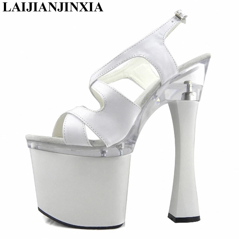 

New HOT All-match comfortable thick heel sandals 18cm show spool heels high-heeled shoes 7 Inch Stiletto With Dance Shoes