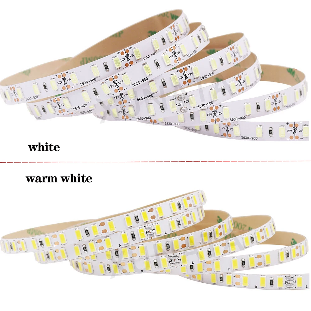 DC 12 В Светодиодная лента 5630 SMD гибкий светодиодный светильник 120 светодиодный s/m водонепроницаемая лента 8 мм PCB светодиодный светильник теплый белый/белый, 5 м