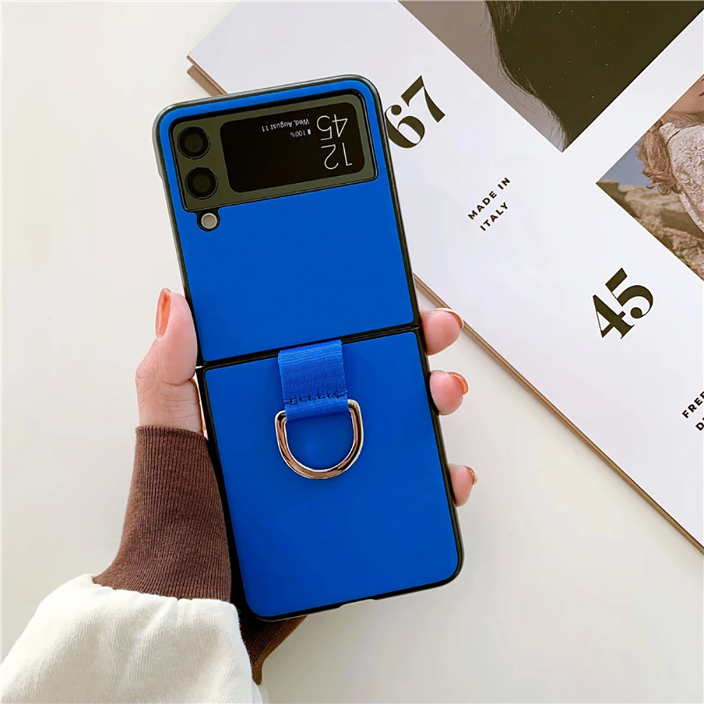 

FLOVEME Модный чехол для Samsung Galaxy Z Flip 3 телефон в деловом стиле ручная переноска кольцо анти-падение Макарон чехол для телефона Z Flip 3