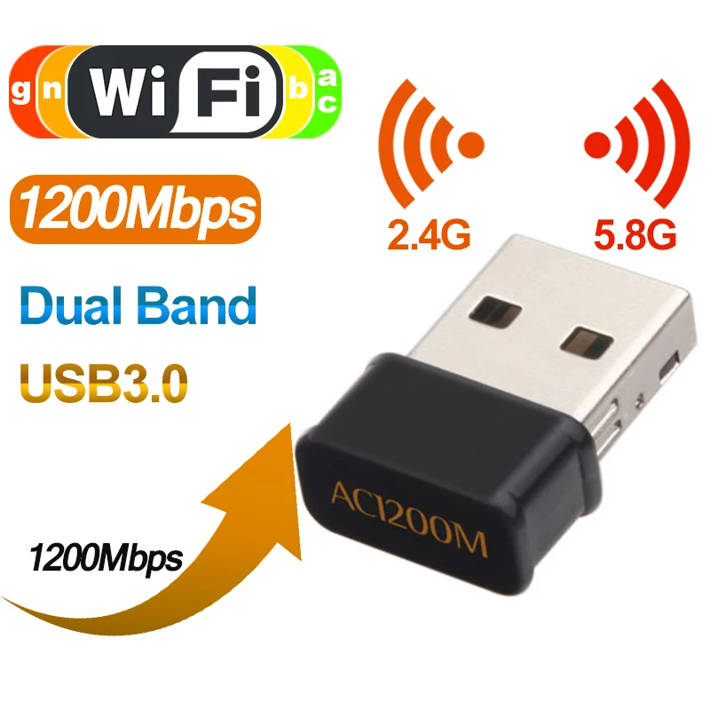 Мини USB 3 0 Wifi адаптер 1200 Мбит/с двухдиапазонный 2 4 ГГц 5 8 RTL8812BU беспроводная сетевая