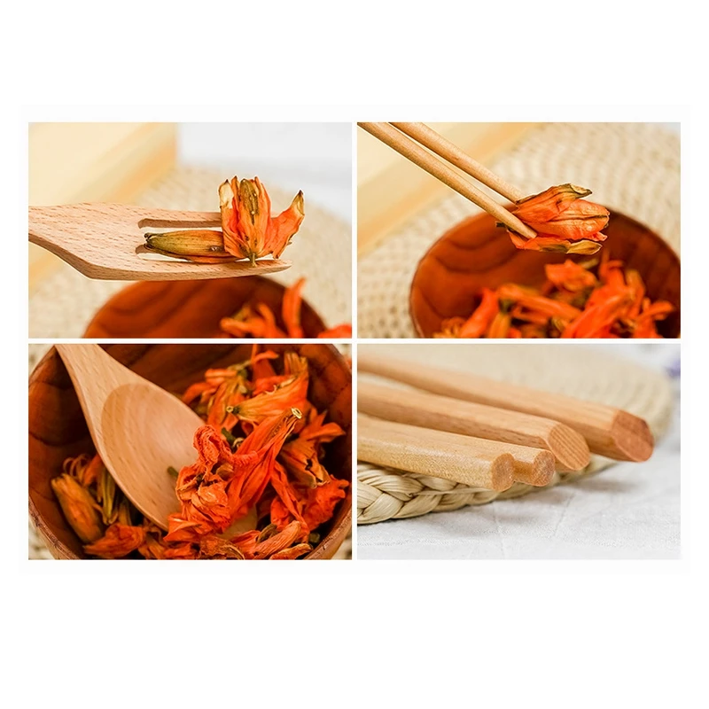 Горячая портативная Экологичная посуда набор деревянных столовых приборов