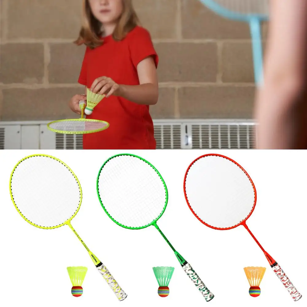 

1 Pair Of Fluorescent Color Badminton Racket H6508 With 2 Balls For Children Outdoor Sport Game