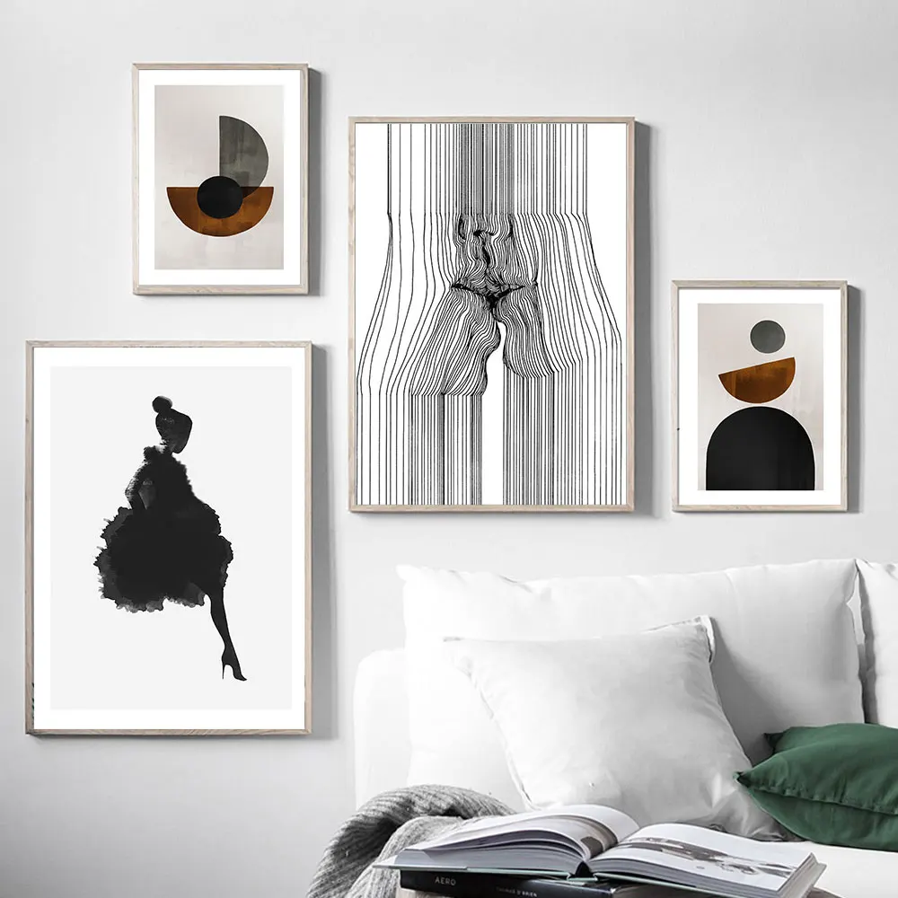 Абстрактная линия лица поцелуй холст постер скандинавский геометрический Декор